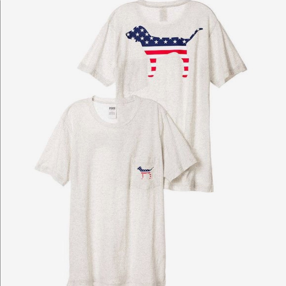 VS PINK MARLED AMERICANA DOG CAMPUS TEE